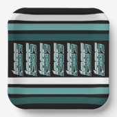 1985 Retro Stripe Blauwgroen Papieren Bordje (Voorkant)