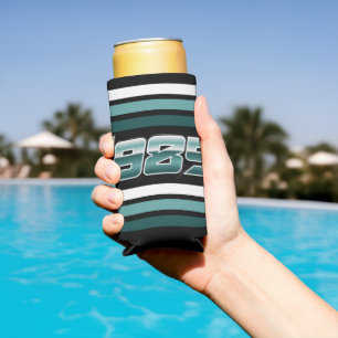 1985 Retro Stripe Blauwgroen Seltzer Blikjeskoeler