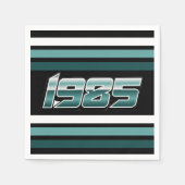 1985 Retro Stripe Blauwgroen servet (Voorkant)