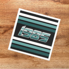 1985 Retro Stripe Blauwgroen servet