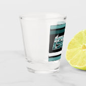 1985 Retro Stripe Blauwgroen Shot Glas (Links)