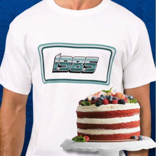 1985 Retro Stripe Blauwgroen T-shirt