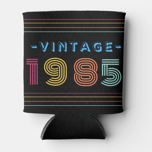 1985 Retro Stripe Neon Bright Blikjeskoeler (Voorkant)