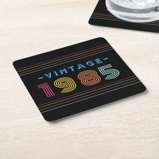 1985  Retro Stripe Neon Bright Kartonnen Onderzetters (Schuin)