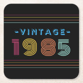 1985  Retro Stripe Neon Bright Kartonnen Onderzetters (Voorkant)