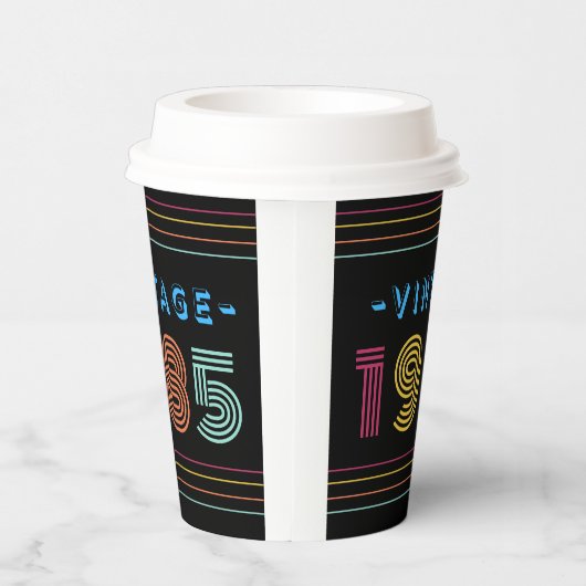 1985  Retro Stripe Neon Bright Papieren Bekers (Rechts)