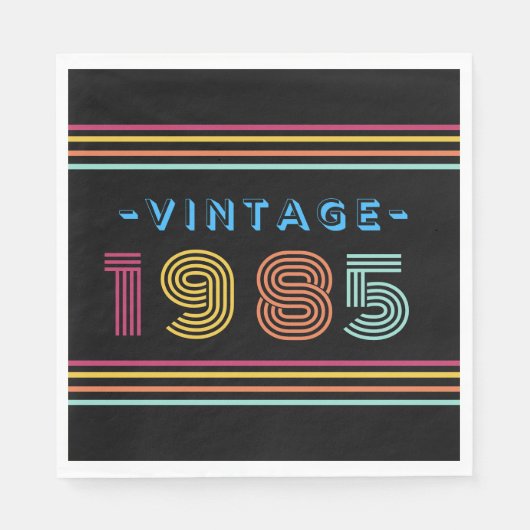 1985  Retro Stripe Neon Bright servetten (Voorkant)