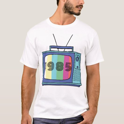 1985  Retro Stripe Neon Bright T-shirt (Voorkant)