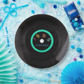 1985  Retro Stripe Neon Vinyl Record Papieren Bordje (Feest)