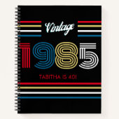 1985 Retro Stripe Numbers 1985 Spiral Notitieboek (Voorkant)