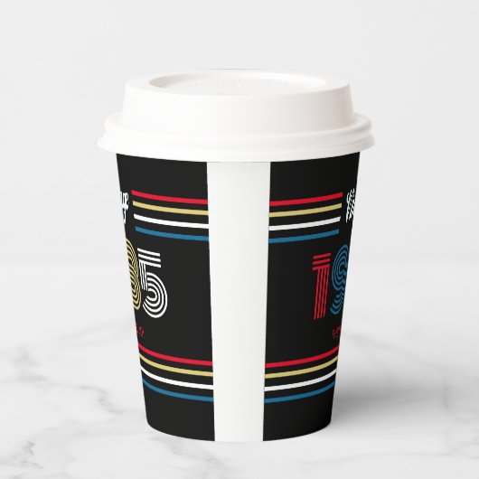 1985  Retro Stripe Primaire Kleuren Papieren Bekers (Links)