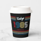 1985  Retro Stripe Primaire Kleuren Papieren Bekers (Achterkant)
