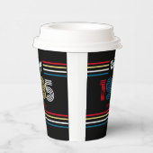 1985  Retro Stripe Primaire Kleuren Papieren Bekers (Rechts)