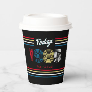 1985 Retro Stripe Primaire Kleuren Papieren Bekers