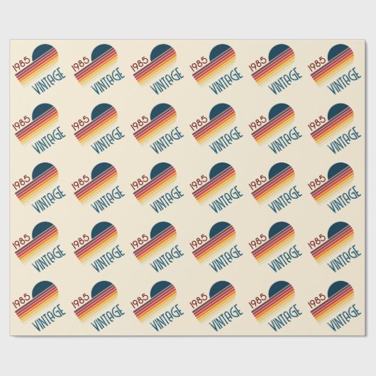  1985 Retro Stripe Sun Cadeaupapier (Vlak)
