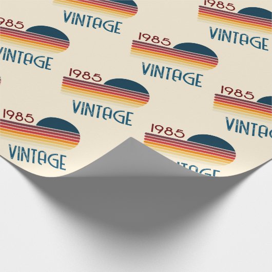  1985 Retro Stripe Sun Cadeaupapier (Hoek)