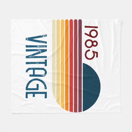  1985 Retro Stripe Sun Fleece Deken (Voorkant (Horizontaal))