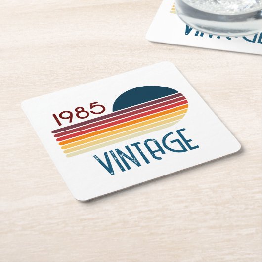  1985 Retro Stripe Sun Kartonnen Onderzetters (Schuin)