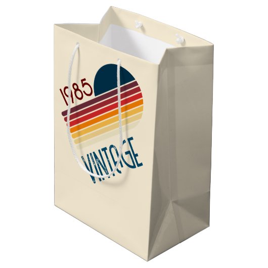  1985 Retro Stripe Sun Medium Cadeauzakje (Achterkant Gekanteld)