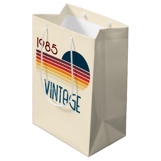  1985 Retro Stripe Sun Medium Cadeauzakje (Achterkant Gekanteld)