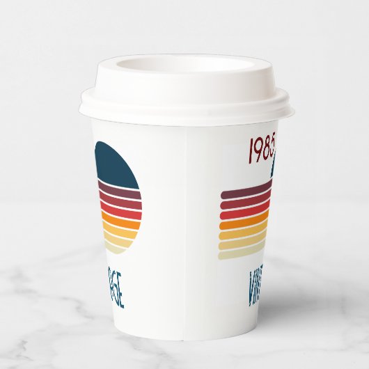 1985 Retro Stripe Sun Papieren Bekers (Rechts)