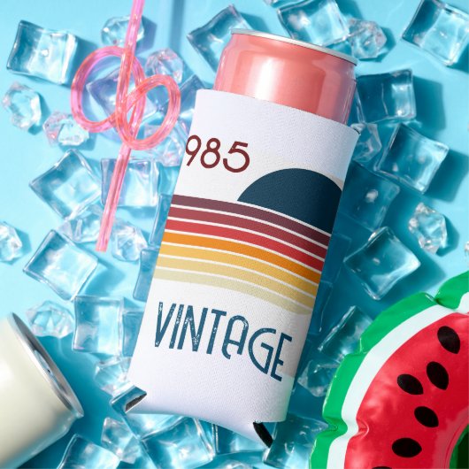  1985 Retro Stripe Sun Seltzer Blikjeskoeler (Insitu Zomer)