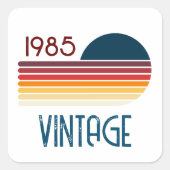  1985 Retro Stripe Sun Vierkante Sticker (Voorkant)