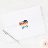  1985 Retro Stripe Sun Vierkante Sticker (Envelop)