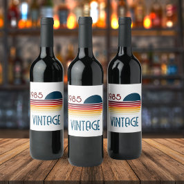  1985 Retro Stripe Sun Wijn Etiket