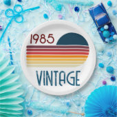 1985 Retro Stripe zo 40e verjaardag Papieren Bordje (Feest)