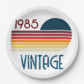 1985 Retro Stripe zo 40e verjaardag Papieren Bordje (Voorkant)