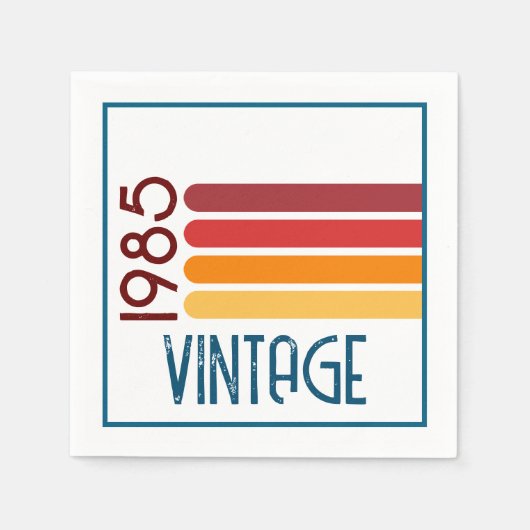 1985 Retro Stripe zo 40e verjaardag Servet (Voorkant)