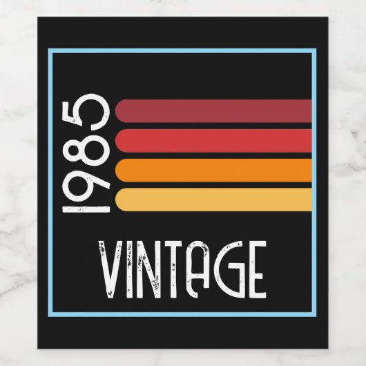 1985 Retro Stripe zo 40e verjaardag Wijn Etiket (Enkel label)