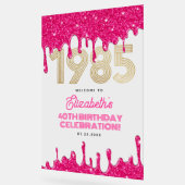 1985 Roze Glitter Druppel 40e Verjaardag Welkom Acryl Bord (Hoek)