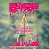 1985 Roze Glitter Druppel 40e Verjaardag Welkom Acryl Bord (Neutraal)