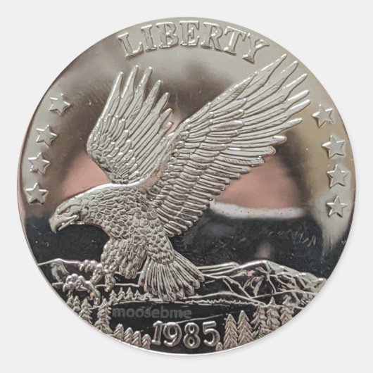 1985 Solid Silver Liberty Double Eagle Front Class Ronde Sticker (Voorkant)