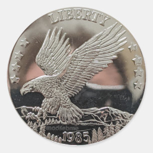 1985 Solid Silver Liberty Double Eagle Front Class Ronde Sticker