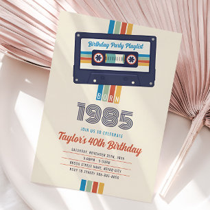 1985 Verjaardag Uitnodiging, Retro 40th Kaart