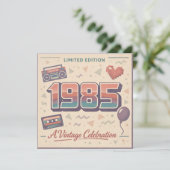 1985 Vintage Birthday Flat Card – Retro 80s Limite (Staand voorkant)