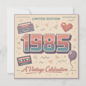 1985 Vintage Birthday Flat Card – Retro 80s Limite (Voorkant)