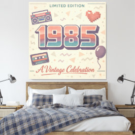 1985 Vintage Verjaardag Canvas Print – Retro Limit