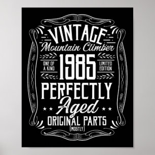 1985 Vintage Wandelen Bergen Retro Wandelaar Gebor Poster