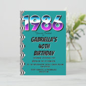 1986 40th Birthday Retro Vintage Party  Kaart (Staand voorkant)