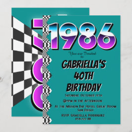 1986 40th Birthday Retro Vintage Party  Kaart
