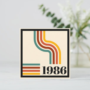 1986 60e verjaardag Retro streep Vintage  Kaart