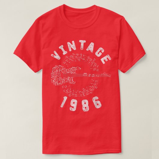  1986 Birthday Limited Edition Guitar Music T-shirt (Design voorkant)