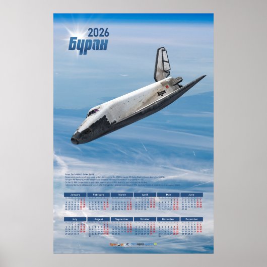 1986 Buran Sovjet Spaceshuttle Poster Kalender (Voorkant)
