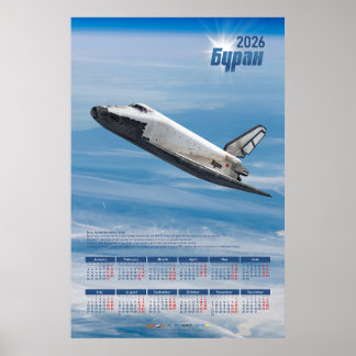 1986 Buran Sovjet Spaceshuttle Poster Kalender