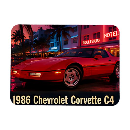 1986 Chevrolet Corvette C4 Miami 1980s Retro Ameri Magneet (Horizontaal)