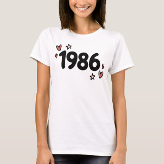 1986 Cute Retro Verjaardag T-shirt